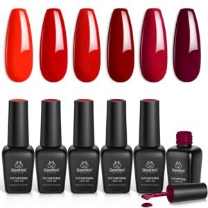 Red Gel Nail Polish Set - 6 Colors