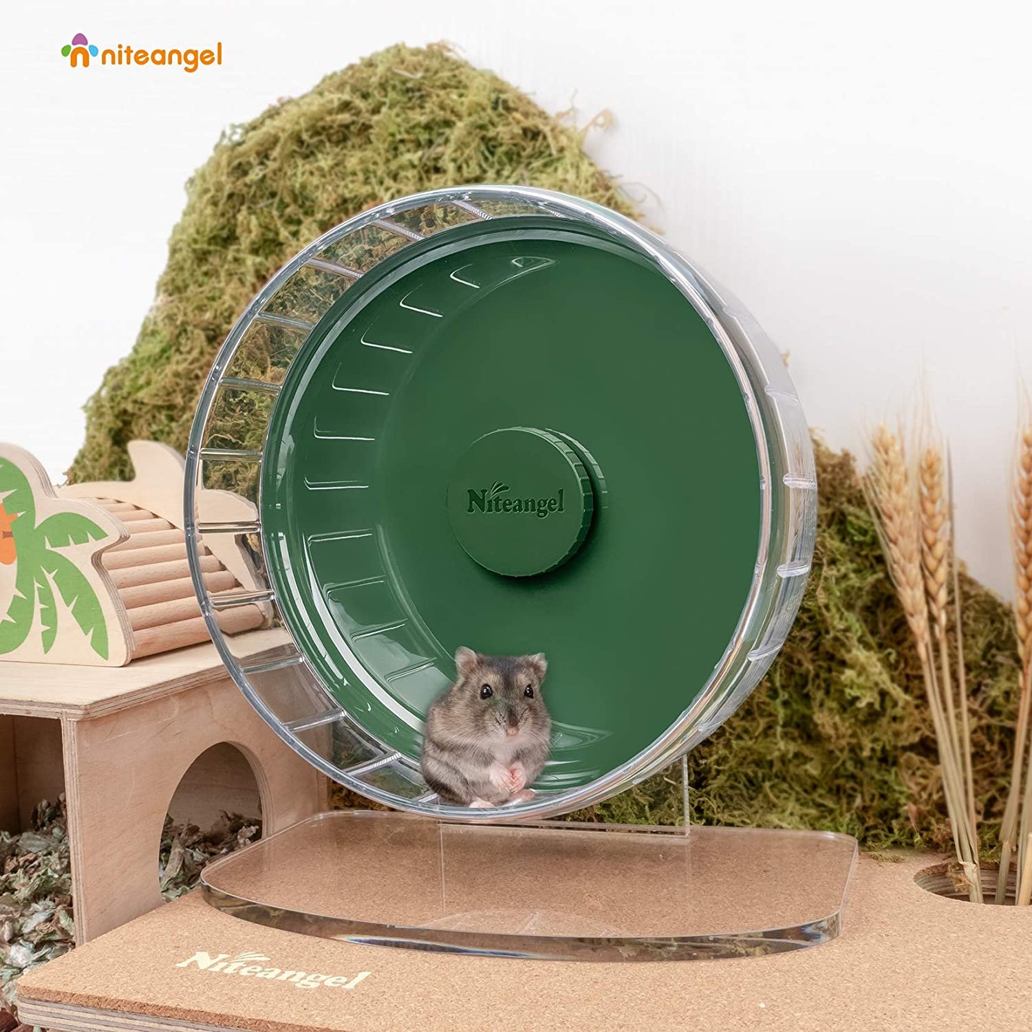 12.8" Super Silent Hamster Exercise Wheels - Quiet Spinner Hamster Running Wheels with Adjustable Stand for Hedgehog Gerbils Mice Or Other Small Animals - Image 2